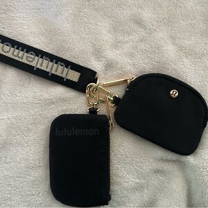 Lululemon Athletica Black and Gold Key & Card Holder Set